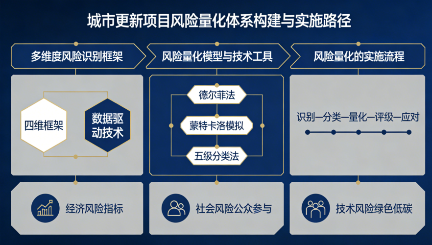 城市更新项目风险量化体系构建与实施路径的概括图
